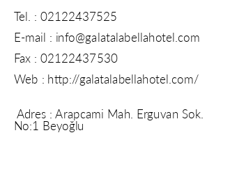 Galata La Bella Hotel iletiim bilgileri